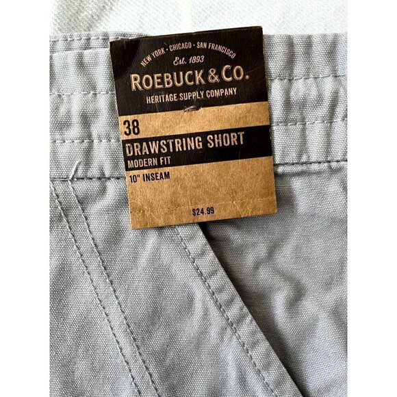Young Men's Roebuck & Co. Size 38, 10" Inseam, Gray Drawstring Shorts. * - Picture 4 of 6
